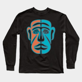 Orange and blue face mask Long Sleeve T-Shirt